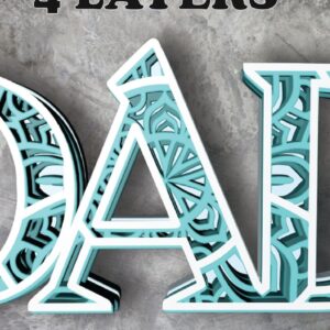 Intra απο ξύλο plywood Χρώμα wenge 3mm-4mm πάχος - Dad , Mandala , 4 Layers , Letters Δίασταση 30x30 cm INTRAFABR-120167536