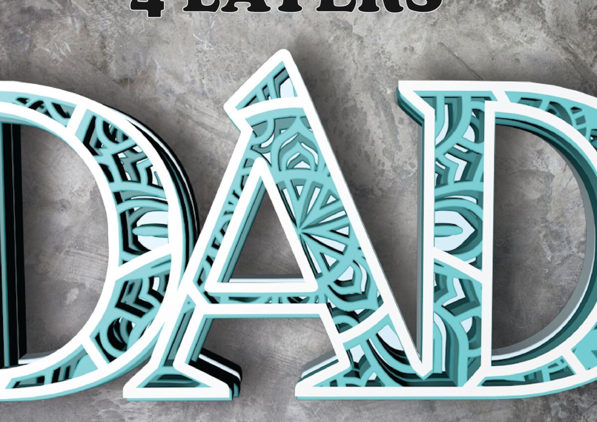 Intra απο ξύλο plywood  Χρώμα wenge 3mm-4mm πάχος - Dad , Mandala , 4 Layers , Letters Δίασταση 30x30 cm INTRAFABR-120167536