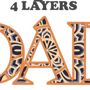 Intra απο ξύλο plywood  Χρώμα wenge 3mm-4mm πάχος - Dad , Mandala , 4 Layers , Letters Δίασταση 30x30 cm INTRAFABR-120167536 - Image 8