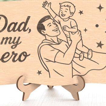 Intra απο ξύλο plywood  Χρώμα wenge 3mm-4mm πάχος - Dad My Hero Wooden Plaque Δίασταση 6x6 cm INTRAFABR-70264922 - Image 1