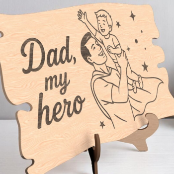 Intra απο ξύλο plywood  Χρώμα wenge 3mm-4mm πάχος - Dad My Hero Wooden Plaque Δίασταση 6x6 cm INTRAFABR-70264922 - Image 2