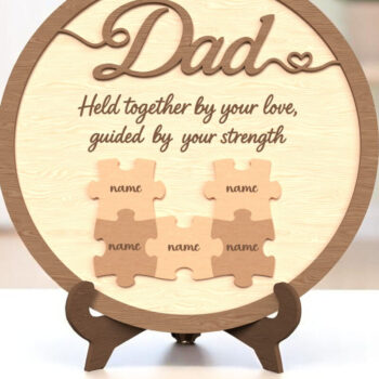 Intra απο ξύλο plywood Χρώμα wenge 3mm-4mm πάχος - Dad Puzzle Sign – Guided by Love Δίασταση 6x6 cm INTRAFABR-59027733 - Image 1