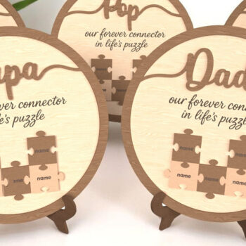 Intra απο ξύλο plywood Χρώμα wenge 3mm-4mm πάχος - Dad Puzzle Sign – Life Connector Δίασταση 6x6 cm INTRAFABR-9443985 - Image 1