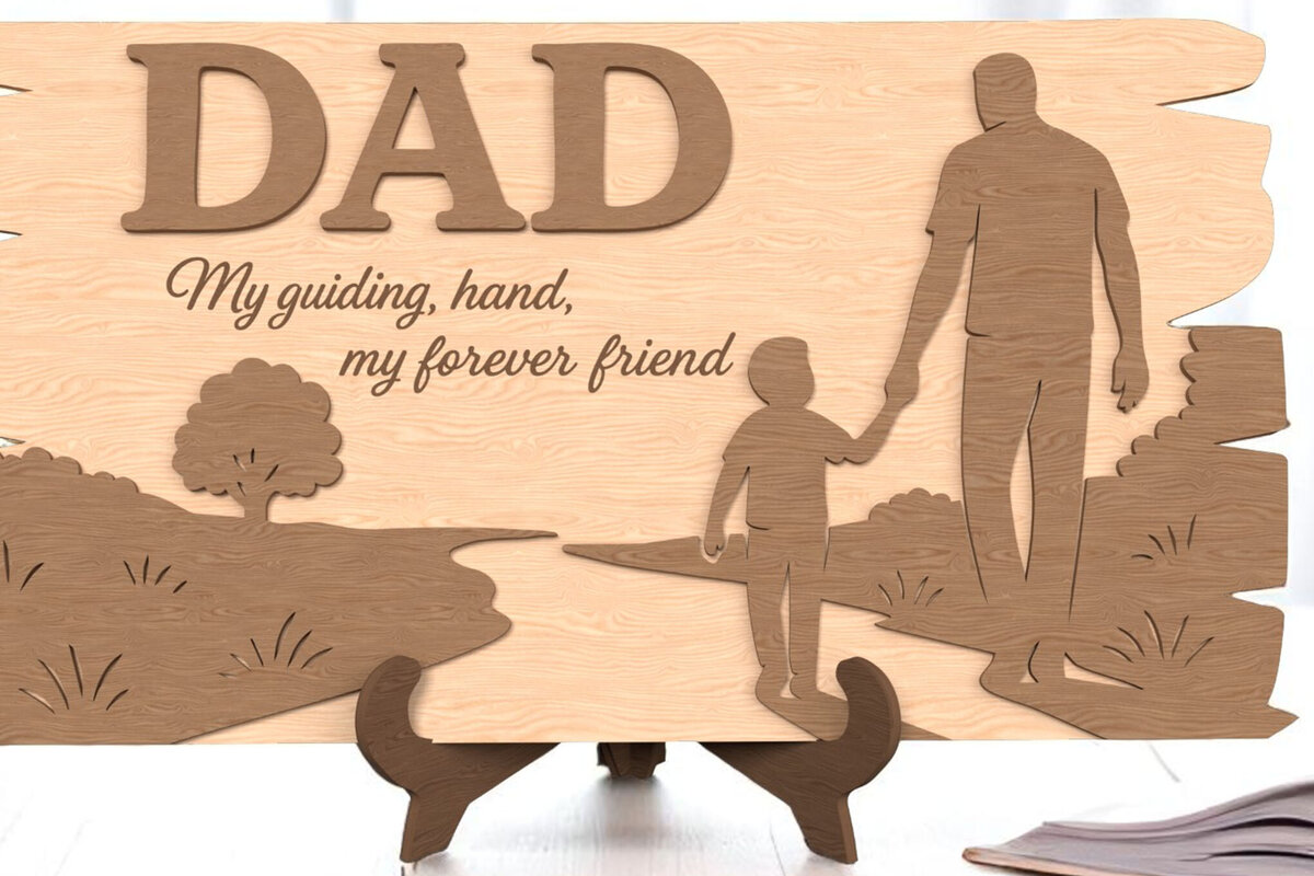 Intra απο ξύλο plywood  Χρώμα wenge 3mm-4mm πάχος - Dad Sign – My Forever Friend Plaque Δίασταση 6x6 cm INTRAFABR-26062607
