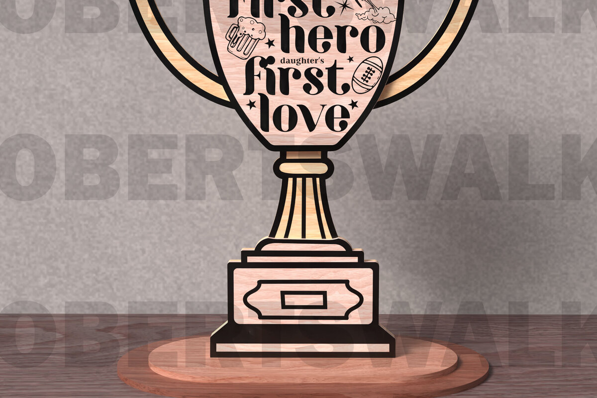 Intra απο ξύλο plywood  Χρώμα wenge 3mm-4mm πάχος - κοπής λέιζερ Dad Trophy Δίασταση 20x20 cm INTRAFABR-98053883