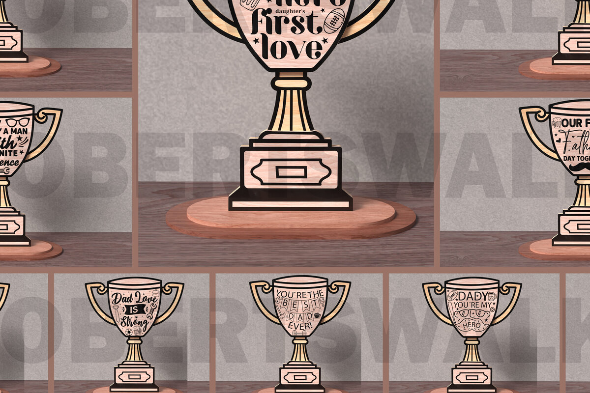 Intra απο ξύλο plywood  Χρώμα wenge 3mm-4mm πάχος - Dad Trophy Quote Bundle Δίασταση 20x20 cm INTRAFABR-98053888