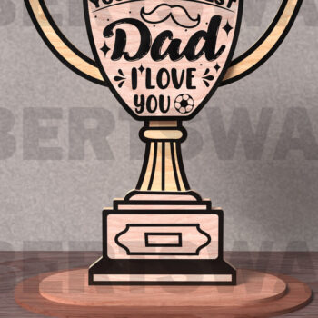 Intra απο ξύλο plywood  Χρώμα wenge 3mm-4mm πάχος - Dad Trophy Quote Bundle Δίασταση 20x20 cm INTRAFABR-98053888 - Image 3