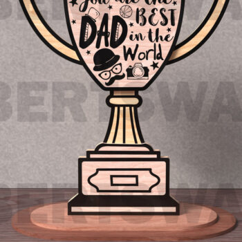 Intra απο ξύλο plywood  Χρώμα wenge 3mm-4mm πάχος - Dad Trophy Quote Bundle Δίασταση 20x20 cm INTRAFABR-98053888 - Image 7