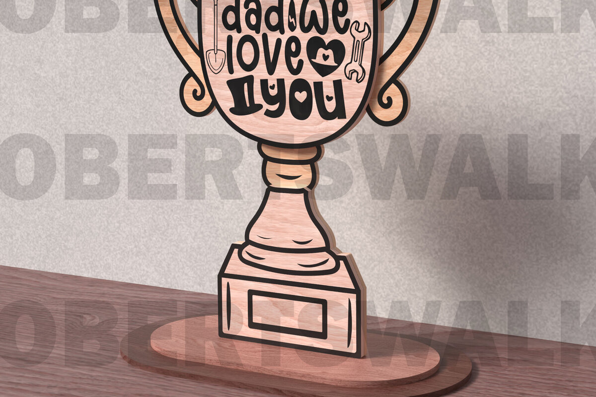 Intra απο ξύλο plywood  Χρώμα wenge 3mm-4mm πάχος - Dad We Love You Trophy Δίασταση 20x20 cm INTRAFABR-98053893