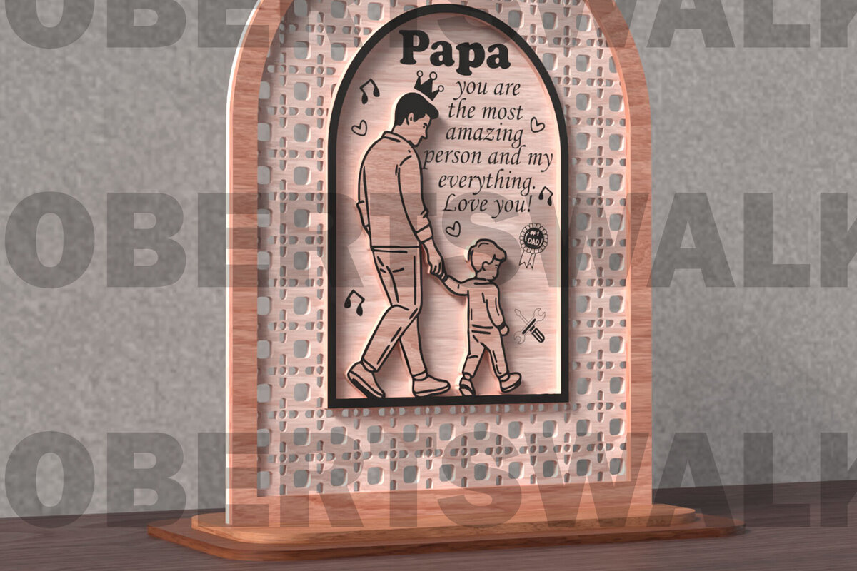 Intra απο ξύλο plywood  Χρώμα wenge 3mm-4mm πάχος - Dad You're My Everything Δίασταση 20x20 cm INTRAFABR-98053907
