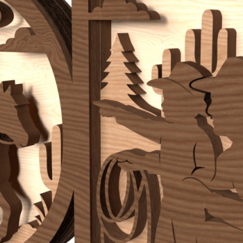 Intra απο ξύλο plywood Χρώμα wenge 3mm-4mm πάχος - Πινακίδα Daddy Cowboy 3D Layered Δίασταση 30x20 cm INTRAFABR-97970607 - Image 2