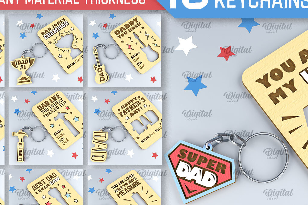 Intra απο ξύλο plywood  Χρώμα wenge 3mm-4mm πάχος - Dads Day Keychains Card Δίασταση 4x4 cm INTRAFABR-67326426