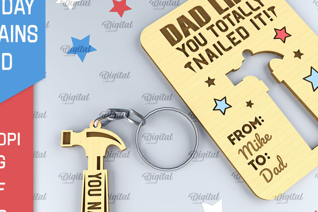 Intra απο ξύλο plywood  Χρώμα wenge 3mm-4mm πάχος - Dads Day Keychains Card Δίασταση 4x4 cm INTRAFABR-113958460