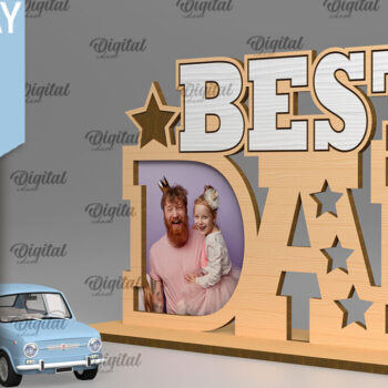 Intra απο ξύλο plywood  Χρώμα wenge 3mm-4mm πάχος - με κορνίζα για την ημέρα του πατέρα Δίασταση 20x25 cm INTRAFABR-79249323 - Image 1