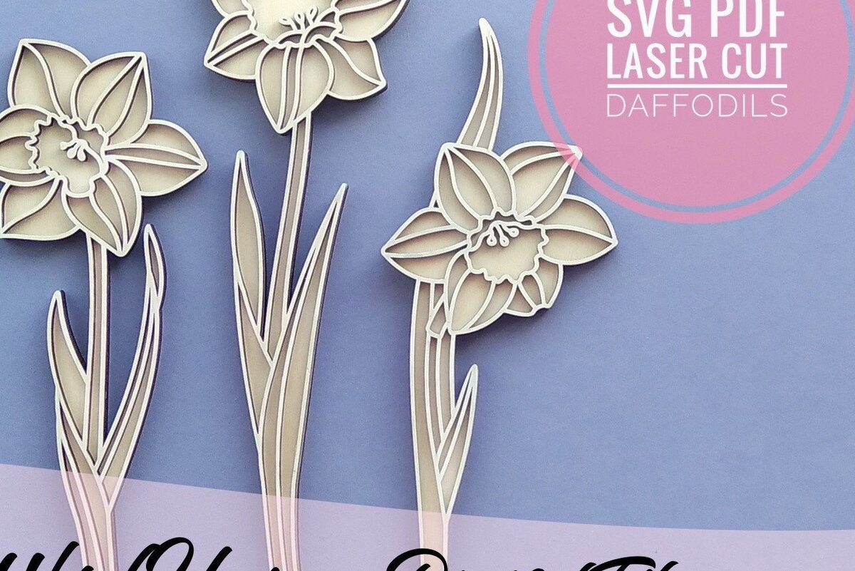 Intra απο ξύλο plywood  Χρώμα wenge 3mm-4mm πάχος - Daffodils Flower Δίασταση 20x20 cm INTRAFABR-27640903