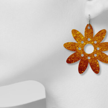 Intra απο ξύλο plywood  Χρώμα wenge 3mm-4mm πάχος - Σκουλαρίκια Μαργαρίτα, Σκουλαρίκια λουλουδιών Δίασταση 3x3 cm INTRAFABR-21703291 - Image 4