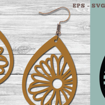 Intra απο ξύλο plywood  Χρώμα wenge 3mm-4mm πάχος - Σκουλαρίκια Daisy Flower Δίασταση 3x3 cm INTRAFABR-29977922 - Image 1