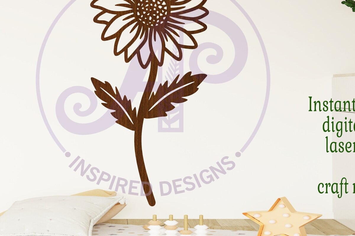 Intra απο ξύλο plywood  Χρώμα wenge 3mm-4mm πάχος - Ταμπέλα τοίχου Daisy Flower Δίασταση 30x20 cm INTRAFABR-34607302