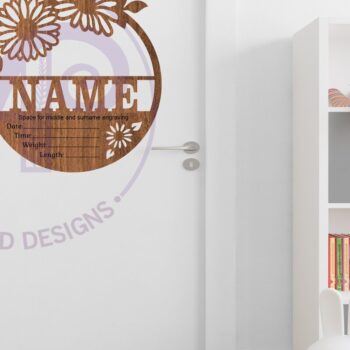 Intra απο ξύλο plywood  Χρώμα wenge 3mm-4mm πάχος - Daisy Flowers Baby Stats, Πλακέτα Γέννησης Δίασταση 30x20 cm INTRAFABR-34606580 - Image 3