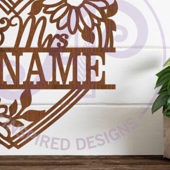 Intra απο ξύλο plywood Χρώμα wenge 3mm-4mm πάχος - Σήμα με το όνομα του κυρίου και της κυρίας σε σχήμα καρδιάς Δίασταση 30x20 cm INTRAFABR-119035513 - Image 1