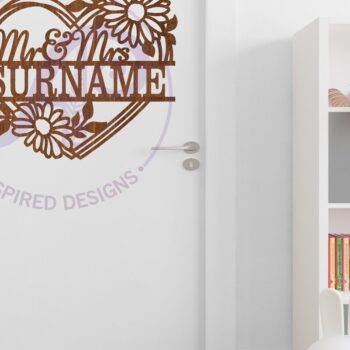 Intra απο ξύλο plywood Χρώμα wenge 3mm-4mm πάχος - Σήμα με το όνομα του κυρίου και της κυρίας σε σχήμα καρδιάς Δίασταση 30x20 cm INTRAFABR-119035513 - Image 3