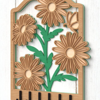 Intra απο ξύλο plywood  Χρώμα wenge 3mm-4mm πάχος - Daisy Key Holder Δίασταση 30x20 cm INTRAFABR-21710164 - Image 1