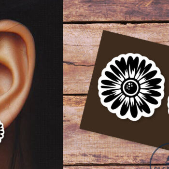 Intra απο ξύλο plywood Χρώμα wenge 3mm-4mm πάχος - Daisy Summer Earrings | Δίασταση 3x3 cm INTRAFABR-9710327 - Image 3