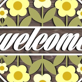 Intra απο ξύλο plywood Χρώμα wenge 3mm-4mm πάχος - Daisy Welcome Door Hanger Δίασταση 20x20 cm INTRAFABR-105135223 - Image 3