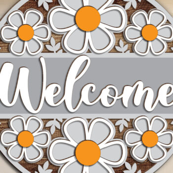 Intra απο ξύλο plywood  Χρώμα wenge 3mm-4mm πάχος - Daisy Welcome Door Hanger Δίασταση 30x20 cm INTRAFABR-27391148 - Image 1