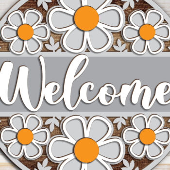 Intra απο ξύλο plywood  Χρώμα wenge 3mm-4mm πάχος - Daisy Welcome Door Hanger Δίασταση 30x20 cm INTRAFABR-27391148 - Image 3