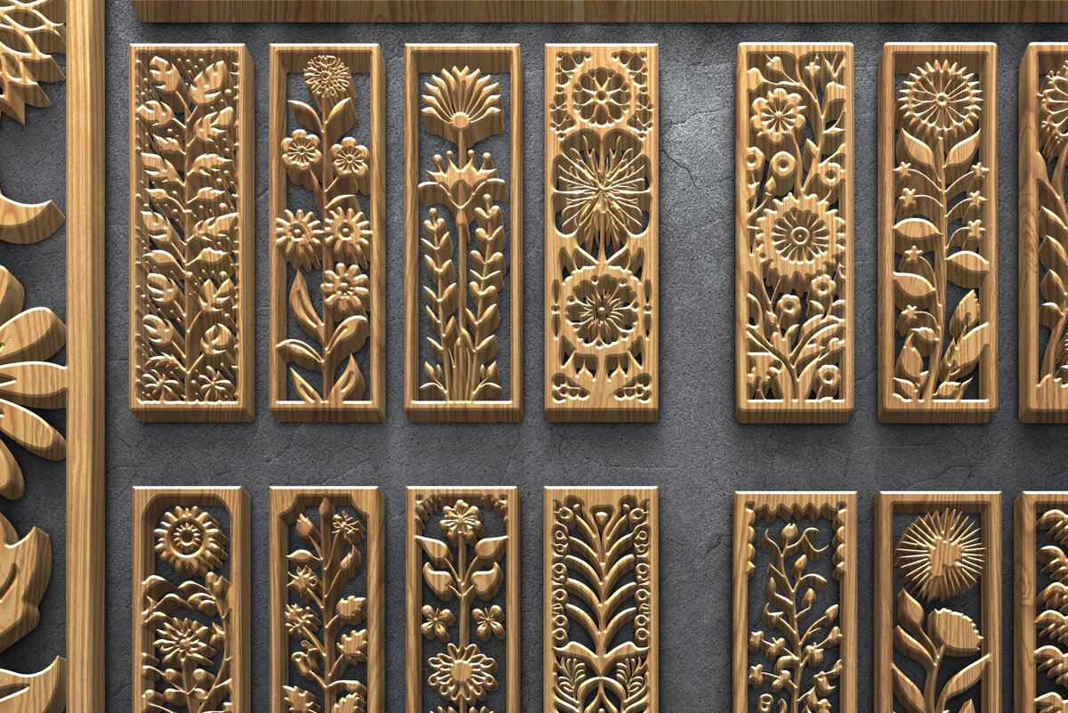 Intra απο ξύλο plywood  Χρώμα wenge 3mm-4mm πάχος - Πάνελ λέιζερ Daisy &amp; Wildflower Δίασταση 3200x7200 cm INTRAFABR-34212352