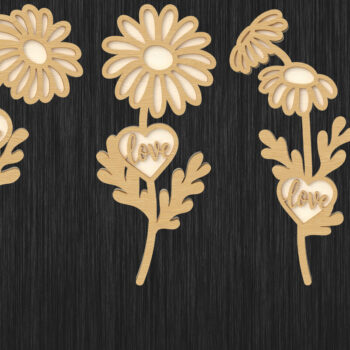 Intra απο ξύλο plywood Χρώμα wenge 3mm-4mm πάχος - Πακέτο Daisy with Love Heart Δίασταση 20x20 cm INTRAFABR-101882359 - Image 1