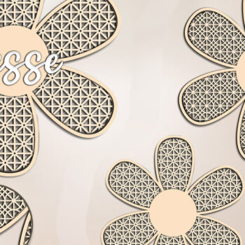 Intra απο ξύλο plywood Χρώμα wenge 3mm-4mm πάχος - Σχέδιο δέσμης λουλουδιών Daisy Wooden Δίασταση 8x9 cm INTRAFABR-79290939 - Image 1