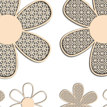 Intra απο ξύλο plywood Χρώμα wenge 3mm-4mm πάχος - Σχέδιο δέσμης λουλουδιών Daisy Wooden Δίασταση 8x9 cm INTRAFABR-79290939 - Image 2