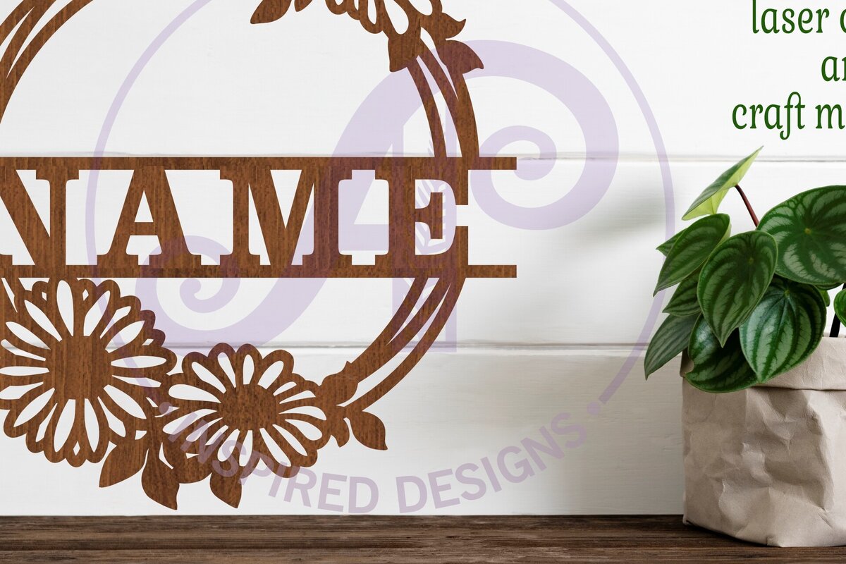 Intra απο ξύλο plywood  Χρώμα wenge 3mm-4mm πάχος - Σήμα ονόματος στεφάνι μαργαρίτας Δίασταση 30x20 cm INTRAFABR-75258775