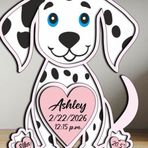 Intra απο ξύλο plywood  Χρώμα wenge 3mm-4mm πάχος - Πινακίδα ανακοίνωσης γέννησης μωρού Δαλματίας Δίασταση 30x20 cm INTRAFABR-88460148