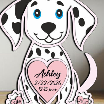 Intra απο ξύλο plywood Χρώμα wenge 3mm-4mm πάχος - Πινακίδα ανακοίνωσης γέννησης μωρού Δαλματίας Δίασταση 30x20 cm INTRAFABR-88460148 - Image 1