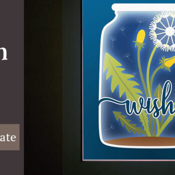 Intra απο ξύλο plywood  Χρώμα wenge 3mm-4mm πάχος - Dandelion Flower Wish Jar Shadow Box Δίασταση 25x25 cm INTRAFABR-103063947 - Image 2