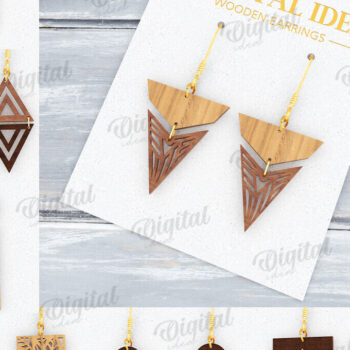 Intra απο ξύλο plywood Χρώμα wenge 3mm-4mm πάχος - Κρεμαστά σκουλαρίκια Πακέτο κοπής με λέιζερ Δίασταση 3x3 cm INTRAFABR-98041705 - Image 1