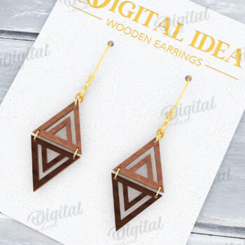 Intra απο ξύλο plywood  Χρώμα wenge 3mm-4mm πάχος - Κρεμαστά σκουλαρίκια με λέιζερ Δίασταση 3x3 cm INTRAFABR-98194171 - Image 1