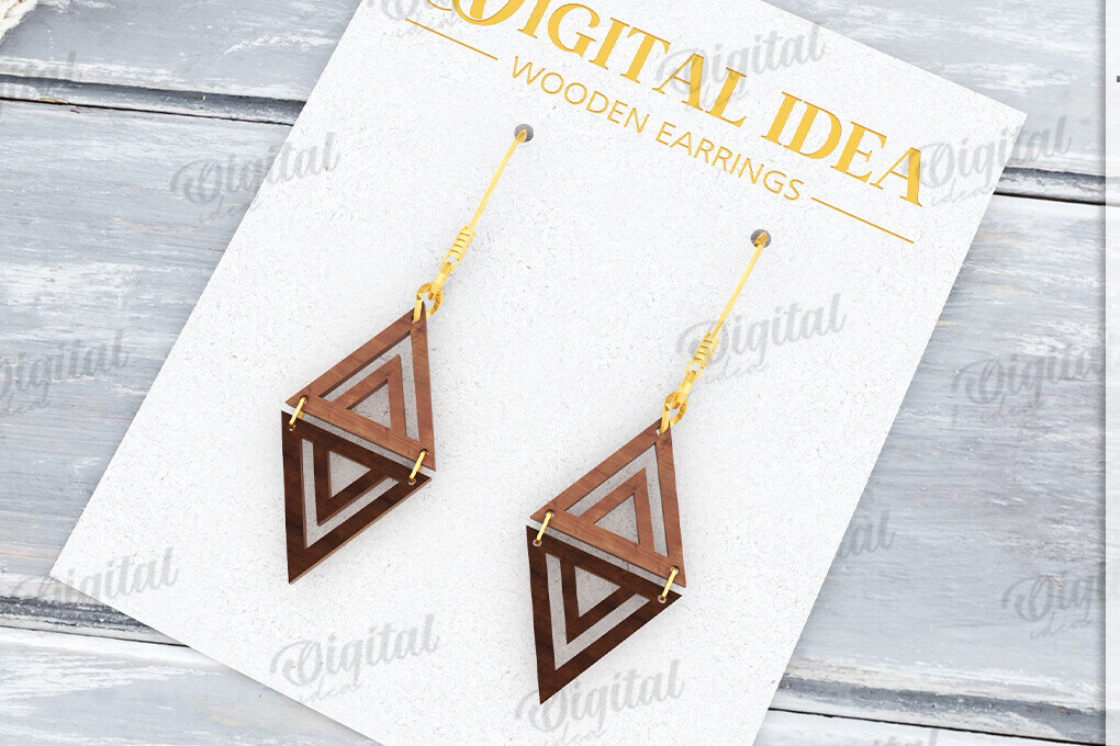 Intra απο ξύλο plywood  Χρώμα wenge 3mm-4mm πάχος - Κρεμαστά σκουλαρίκια με λέιζερ Δίασταση 3x3 cm INTRAFABR-98194171