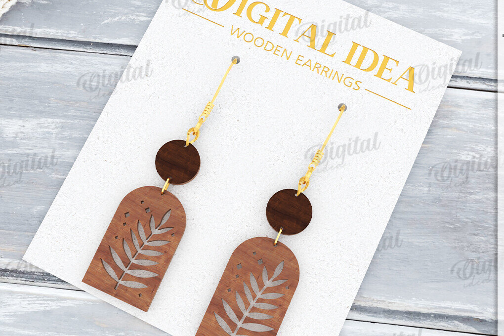 Intra απο ξύλο plywood  Χρώμα wenge 3mm-4mm πάχος - Κρεμαστά σκουλαρίκια με λέιζερ Δίασταση 3x3 cm INTRAFABR-97666387