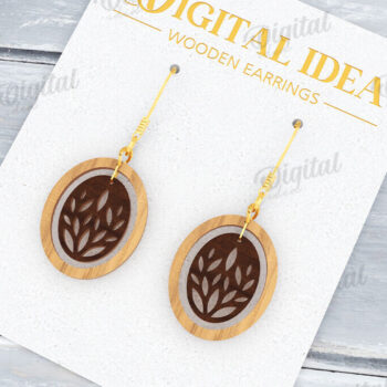 Intra απο ξύλο plywood  Χρώμα wenge 3mm-4mm πάχος - Κρεμαστά σκουλαρίκια με λέιζερ Δίασταση 3x3 cm INTRAFABR-120358272 - Image 1