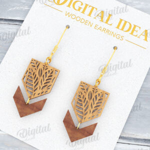 Intra απο ξύλο plywood  Χρώμα wenge 3mm-4mm πάχος - Κρεμαστά σκουλαρίκια με λέιζερ Δίασταση 3x3 cm INTRAFABR-89885150