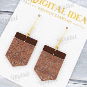 Intra απο ξύλο plywood  Χρώμα wenge 3mm-4mm πάχος - Κρεμαστά σκουλαρίκια με λέιζερ Δίασταση 3x3 cm INTRAFABR-117667114