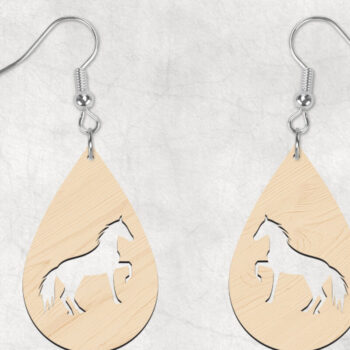 Intra απο ξύλο plywood  Χρώμα wenge 3mm-4mm πάχος - Σκουλαρίκια Dangle Horse Boho Δίασταση 3x3 cm INTRAFABR-120055736 - Image 2