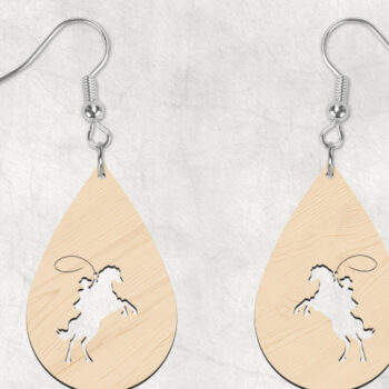 Intra απο ξύλο plywood  Χρώμα wenge 3mm-4mm πάχος - Σκουλαρίκια Dangle Horse Boho Δίασταση 3x3 cm INTRAFABR-120055753 - Image 2