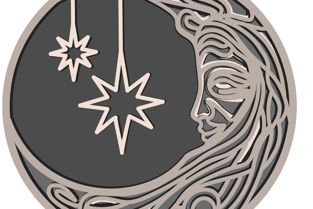 Intra απο ξύλο plywood  Χρώμα wenge 3mm-4mm πάχος - Day and Night 3D Multilayer /Lasercut Δίασταση 30x20 cm INTRAFABR-125149222