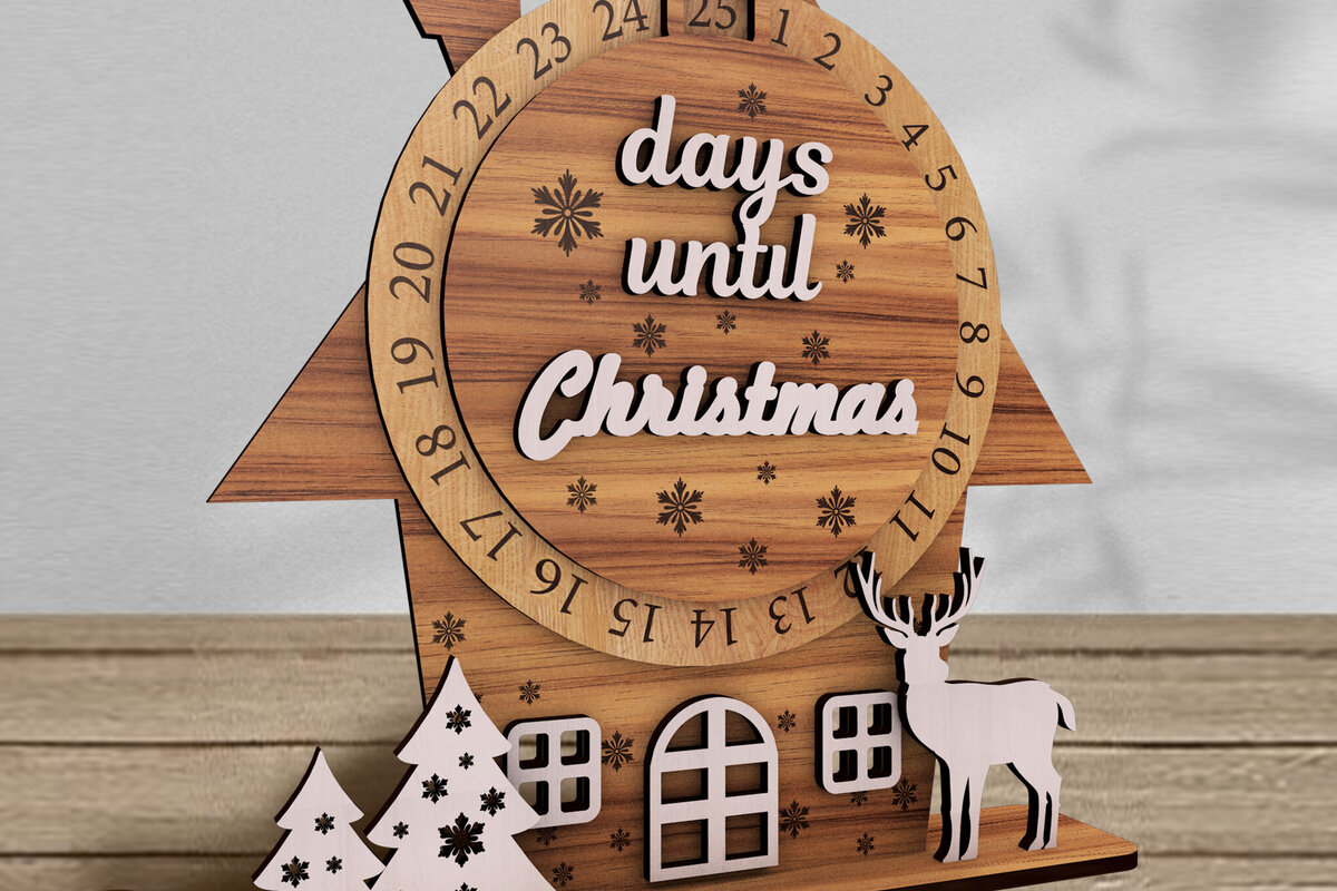 Intra απο ξύλο plywood  Χρώμα wenge 3mm-4mm πάχος - Ημερολόγιο έλευσης ημερών μέχρι τα Χριστούγεννα Δίασταση 6x7 cm INTRAFABR-119259546