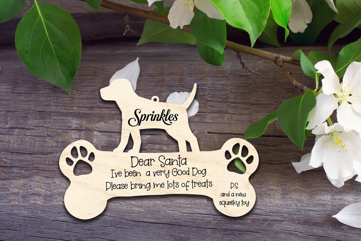 Intra απο ξύλο plywood  Χρώμα wenge 3mm-4mm πάχος - Αγαπητέ Χριστουγεννιάτικο στολίδι για σκύλους Άγιου Βασίλη Δίασταση 6x6 cm INTRAFABR-34347735